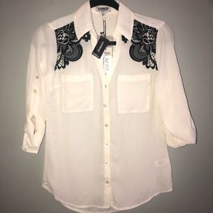 Express White and Black Blouse